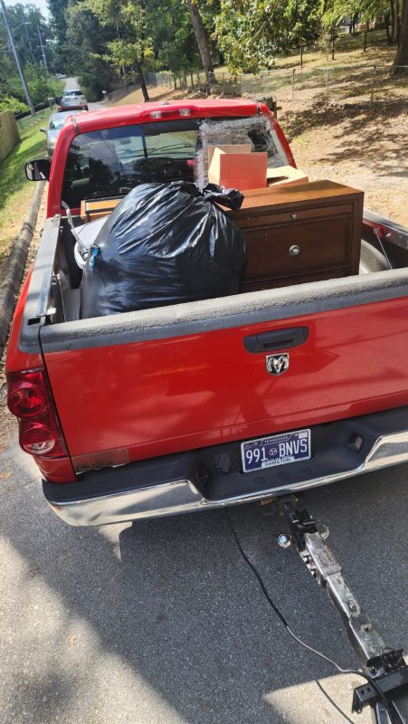 The truck fully loaded at the end of a cleanout