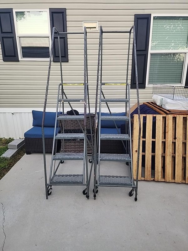 The rolling ladders cleaned up and ready to sell
