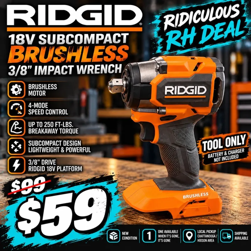 RIDGID 18V SubCompact Brushless 4-Mode 3/8" Impact Wrench