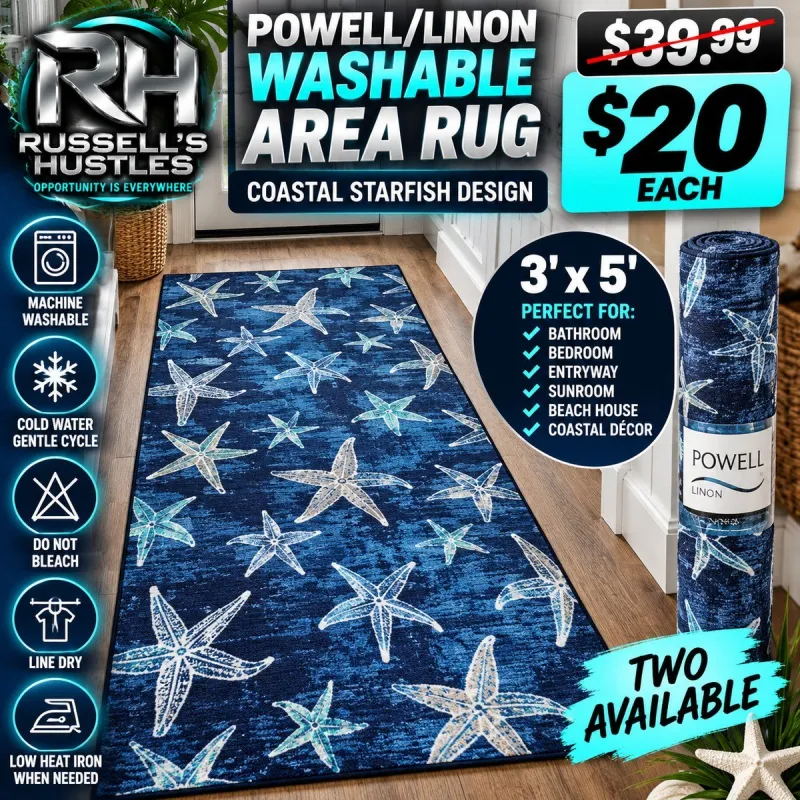 Powell/Linon Washable Coastal Starfish Rug - 3' x 5'