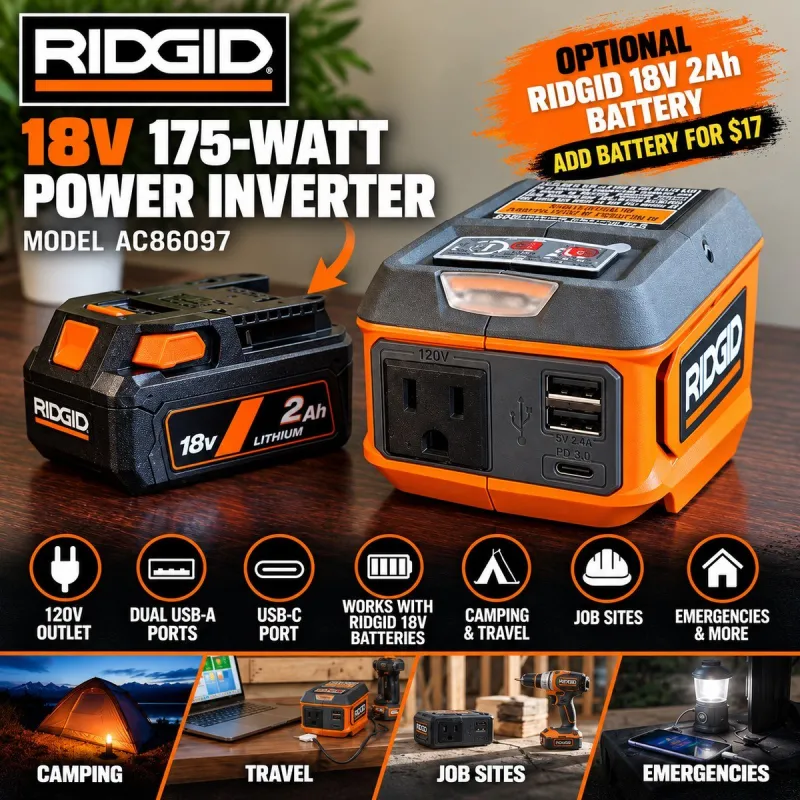 RIDGID 18V 175-Watt Power Inverter