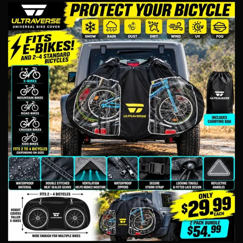 Ultraverse Universal Waterproof Bike Cover | 240D Heavy-Duty Protection for 2–4 Bicycles & E-Bikes