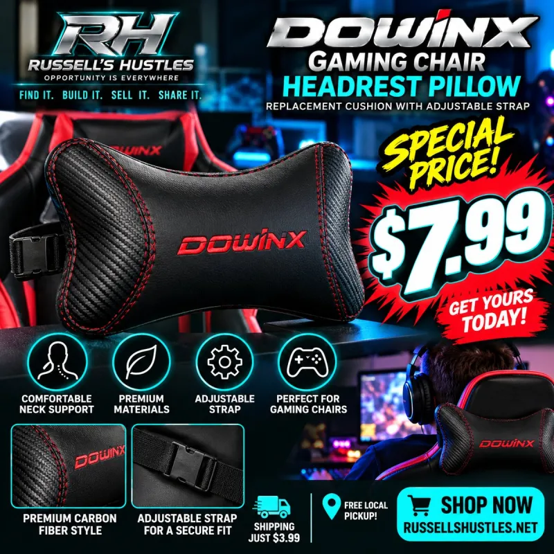 DOWINX Gaming Chair Headrest & Neck Pillow | Replacement Cushion with Adjustable Strap