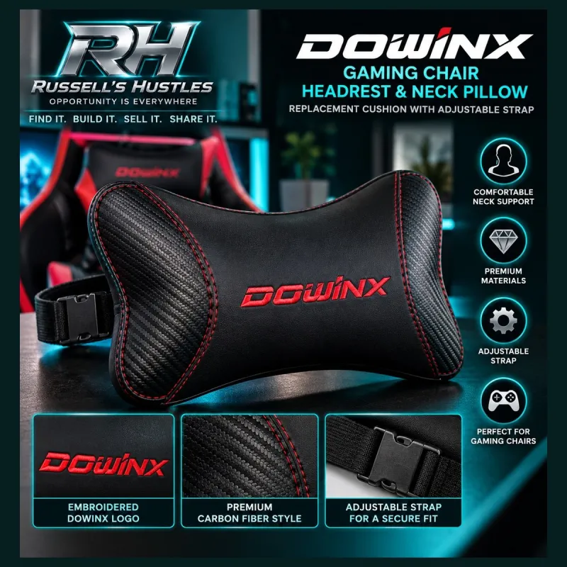 DOWINX Gaming Chair Headrest & Neck Pillow | Replacement Cushion with Adjustable Strap